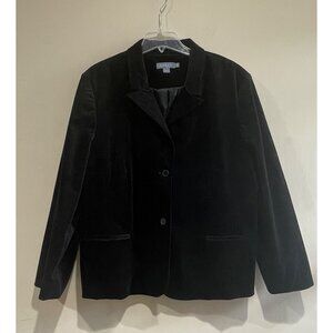 Koret Black Velvet Blazer Womens 24W Button Front Pockets Holiday Festive